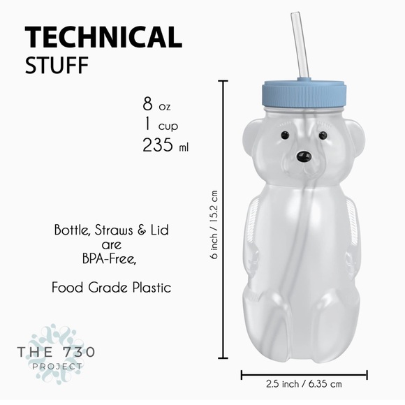 Honey Bear Straw Cup for Babies Contains 8 cups, 7 lids, and 15 straws - Picture 2 of 2